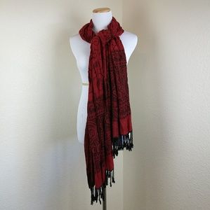 Paisley Red Long Scarf Wrap